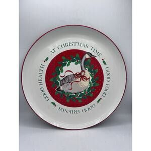 Vintage George Good Fabrizio 1985 Japan Goose Christmas Platter 13” Diameter